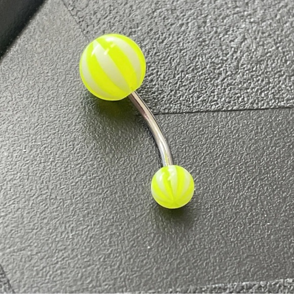 NEW Yellow And White belly button ring barbell - Picture 1 of 2